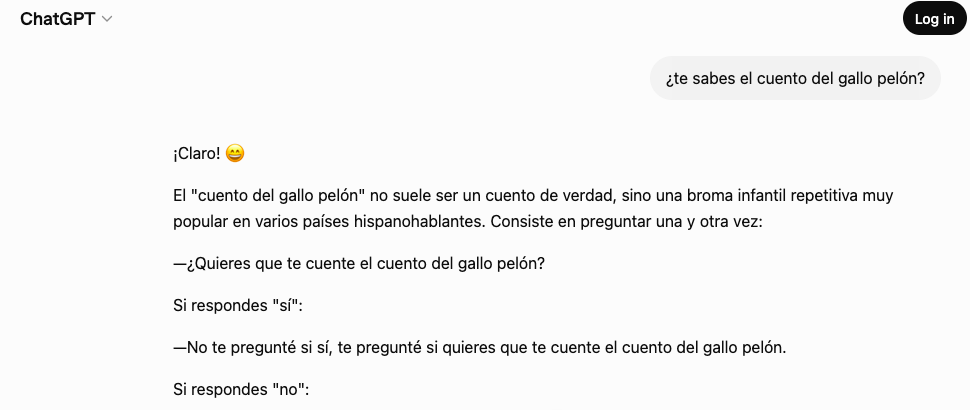 Le pregunté a ChatGPT si quería que le contara el cuento del gallo pelón